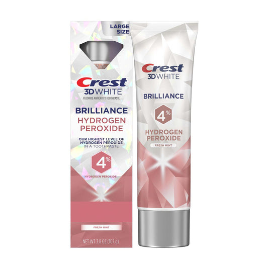 Crest 3D White Brilliance Hydrogen Peroxide Teeth Whitening Toothpaste, 3.8 oz, Anticavity Fluoride Toothpaste