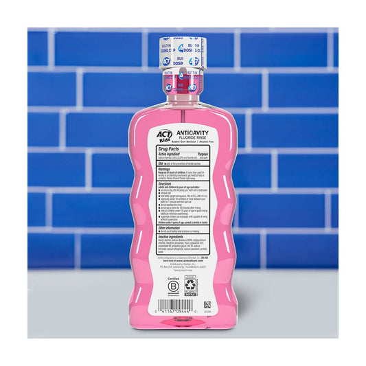 ACT Kids Anticavity Fluoride Mouthwash, Bubble Gum, 16.9 fl. oz.