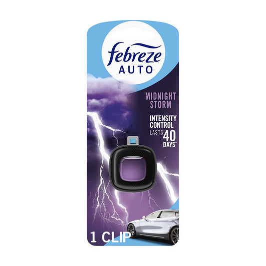 Febreze AUTO Air Freshener, Odor-Fighting Automotive Vent Clip, Midnight Storm Scent, 1 Count