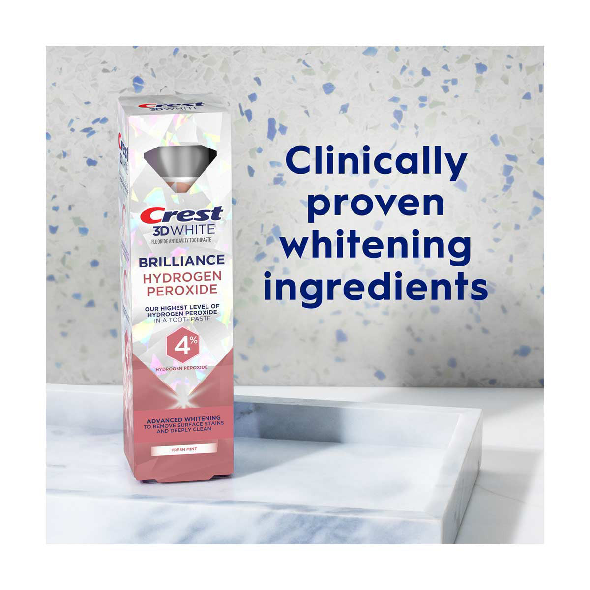 Crest 3D White Brilliance Hydrogen Peroxide Teeth Whitening Toothpaste, 3.8 oz, Anticavity Fluoride Toothpaste
