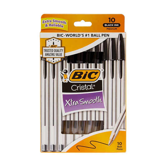 BIC Cristal Xtra Smooth Ballpoint Pen, Black, 10 Count