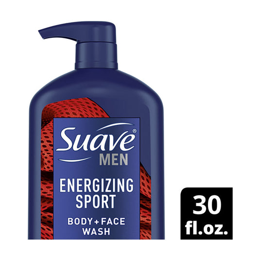 Suave Men Energizing Sport Body & Face Wash, Bergamot & Wood, 30 fl oz