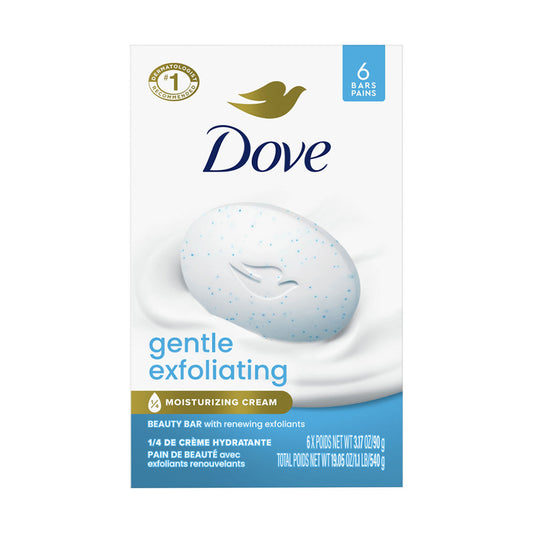 Dove Beauty Bar Soap, Gentle Exfoliating, 3.17 oz, 6 ct