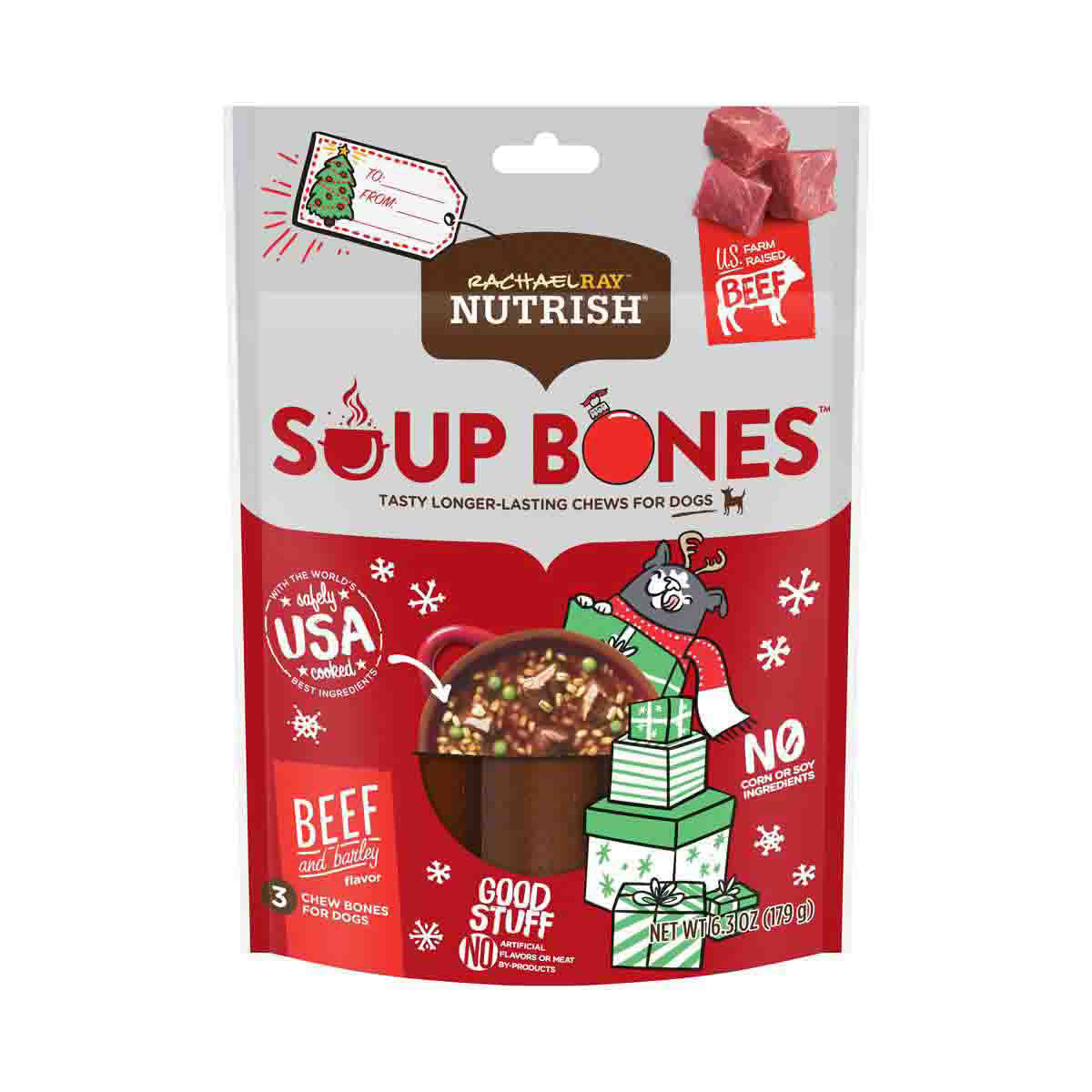 Rachael Ray Nutrish Soup Bones with Real Beef & Barley, 6.3 oz - 3 ct