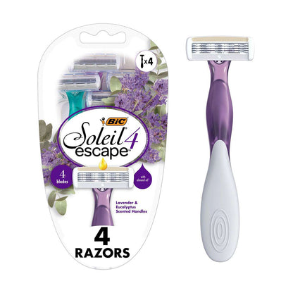 BIC Soleil Escape Women's Disposable Razors With 4 Blades - Lavender & Eucalyptus, 4 ct