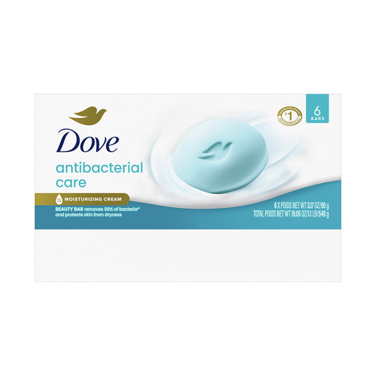Dove Beauty Bar Soap, Antibacterial Care & Protect, 3.17 oz, 6 ct