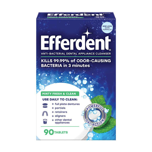 Efferdent Denture & Retainer Cleanser Tablets, Fresh & Clean, Minty Fresh, 90 Tablets
