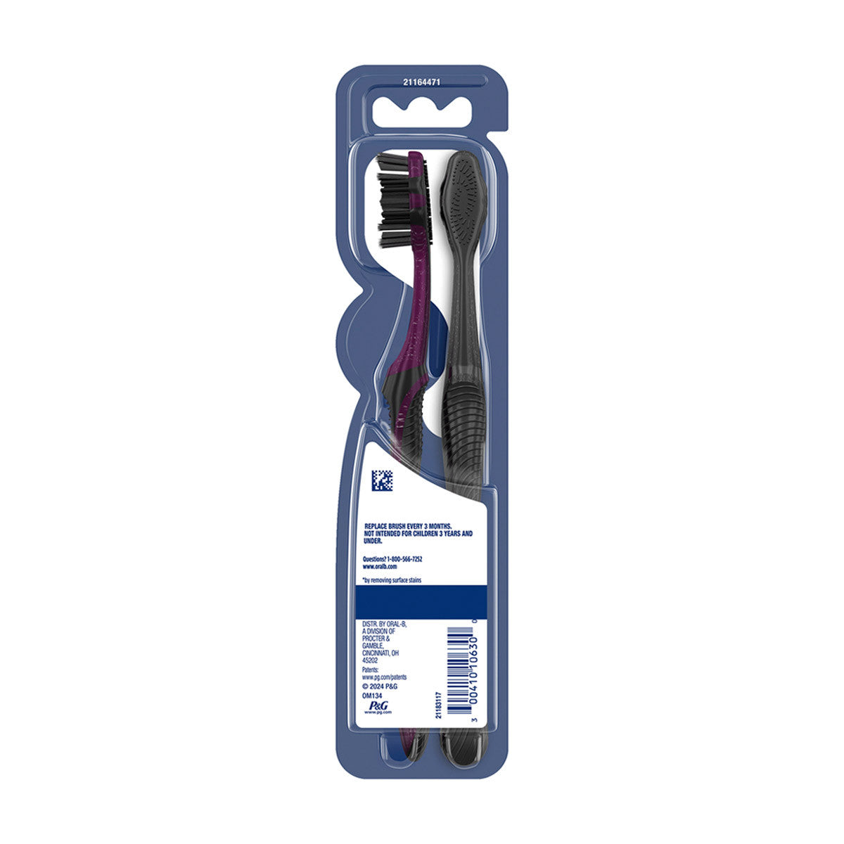 Oral-B Advanced Whitening Charcoal Toothbrushes, Medium, 2 ct