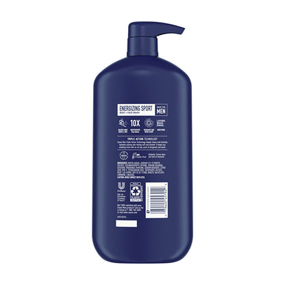 Suave Men Energizing Sport Body & Face Wash, Bergamot & Wood, 30 fl oz