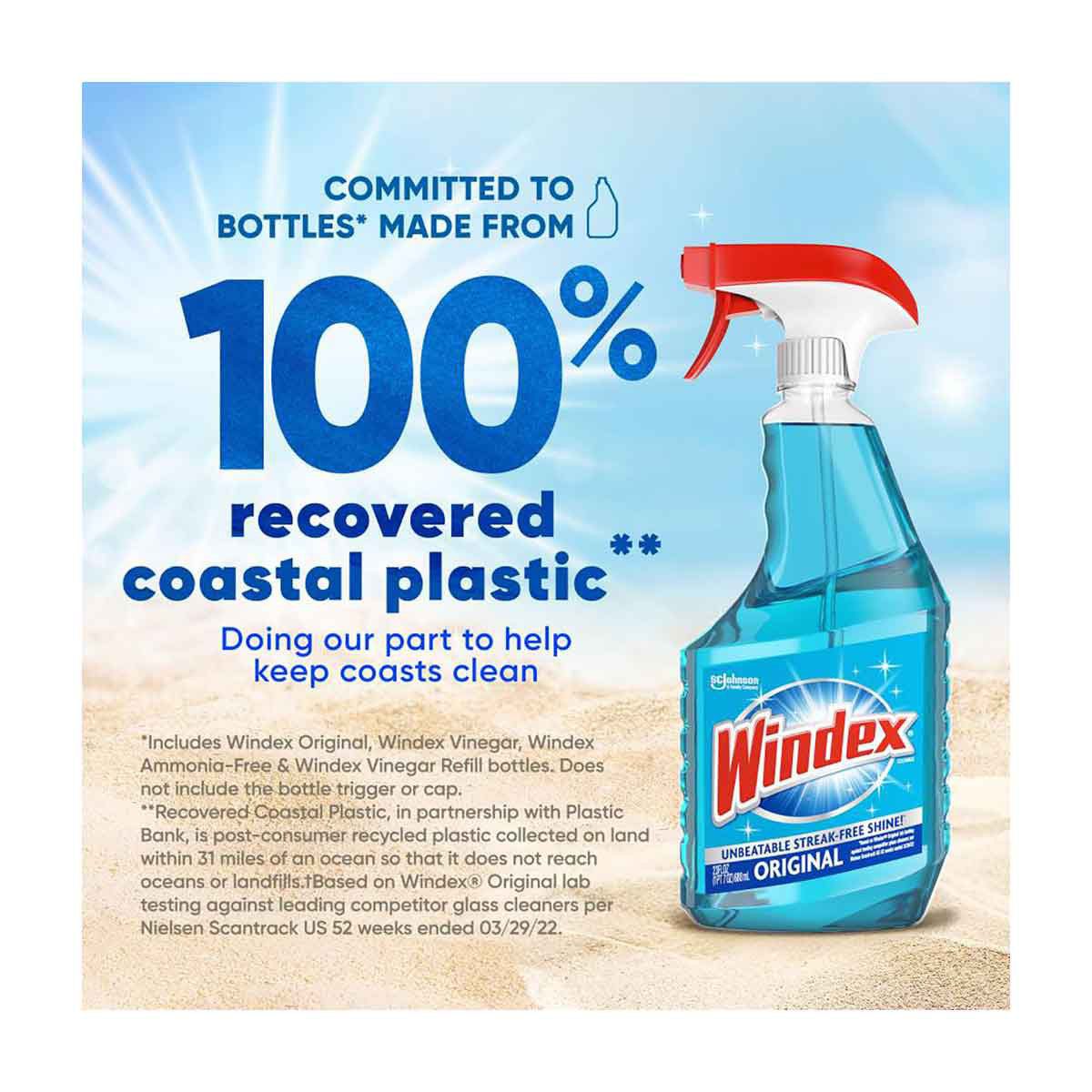 Windex® Glass Cleaner, Original Blue, Spray Bottle, 23 fl oz
