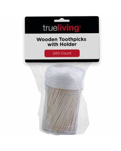 True Living 240 Wooden Toothpicks with Holder