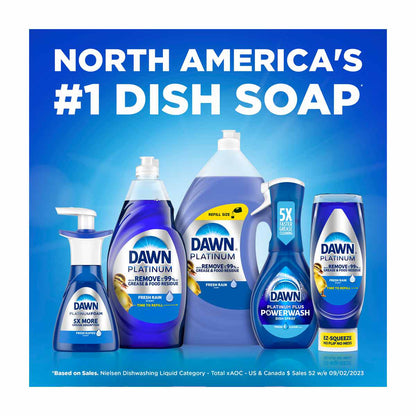 Dawn Platinum Dishwashing Liquid Refill Size, Fresh Rain Scent, 54.8 fl oz