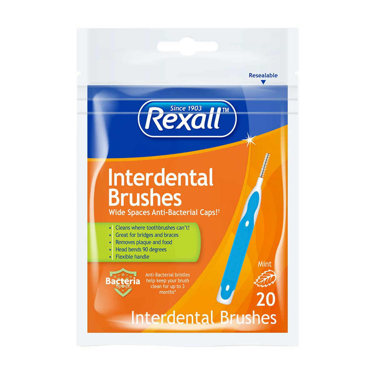 Rexall Interdental Brushes - Mint, 20 ct