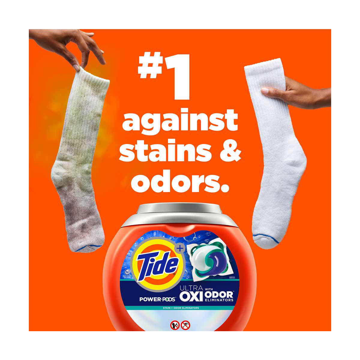 Tide Odor Defense + Oxi Laundry Detergent Pacs, Original Scent, 106 Count, Advanced Odor + Stain Fighter