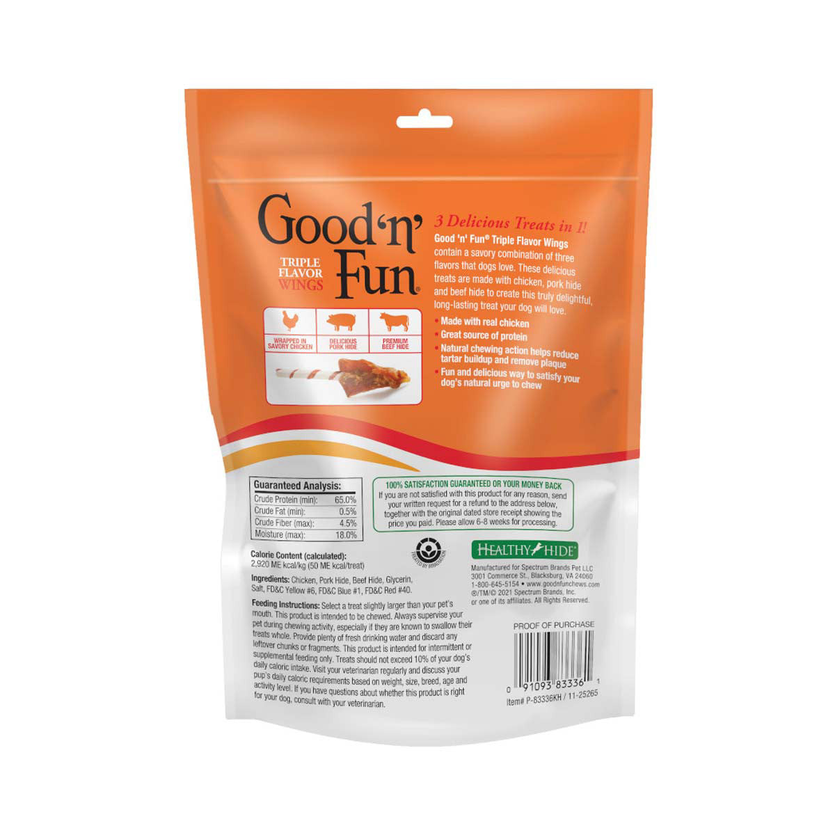 Good ’n’ Fun Triple Flavor Wings Rawhide Chews for Dogs, 4 oz