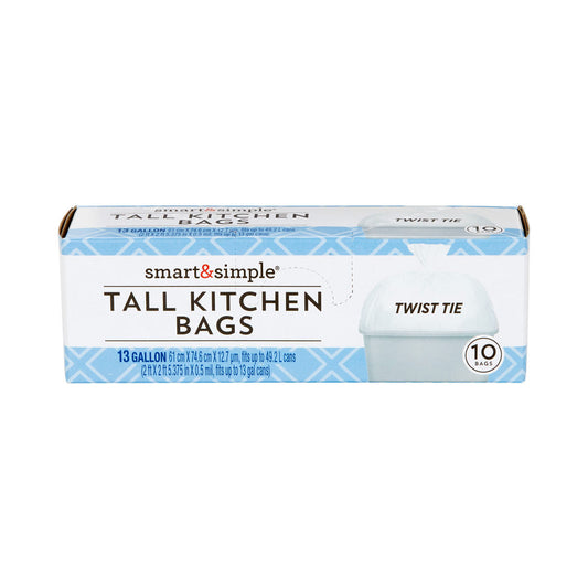 Smart & Simple Tall Kitchen Bags, 13 Gallon, 10 ct
