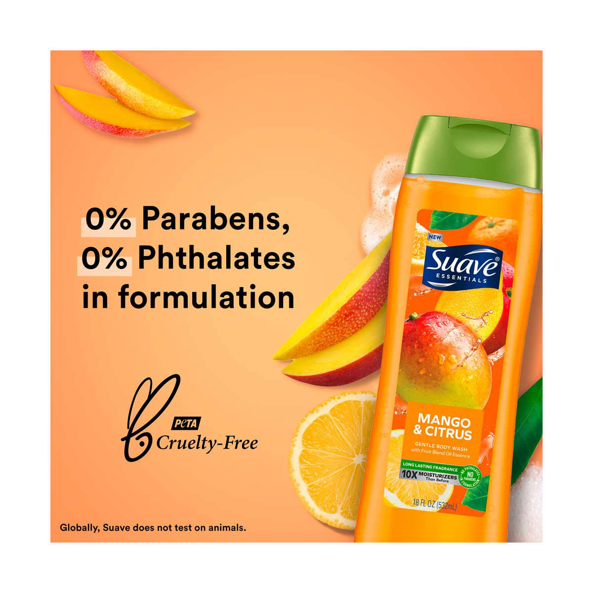 Suave Essentials Mango & Citrus Body Wash, 18 oz