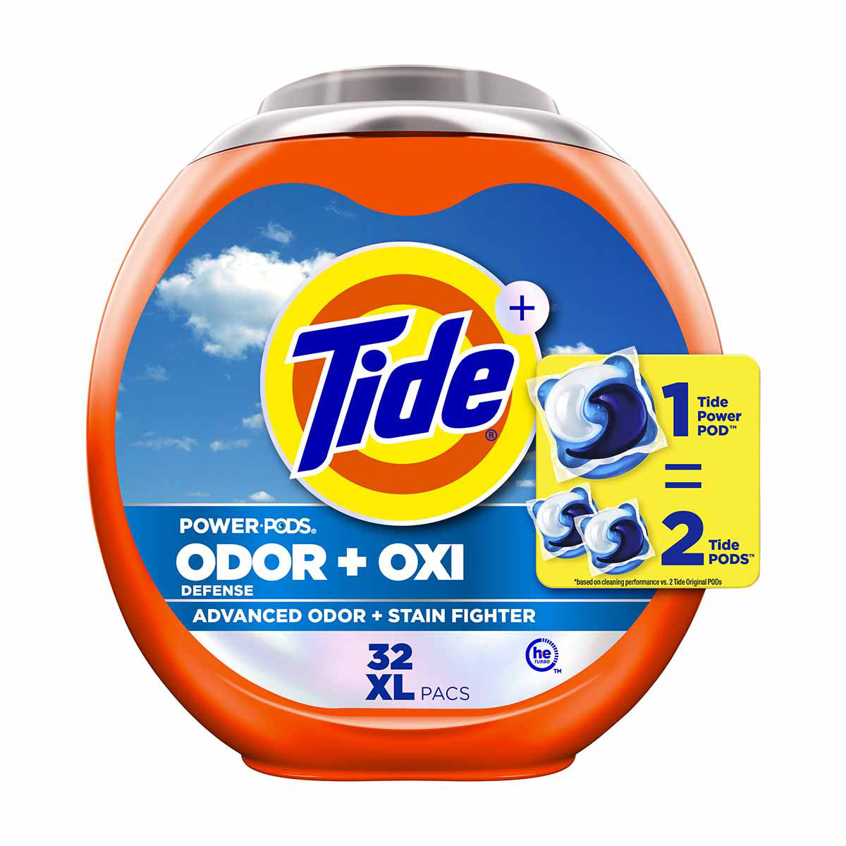 Tide Odor Defense + Oxi Laundry Detergent Pacs, Original Scent, 106 Count, Advanced Odor + Stain Fighter