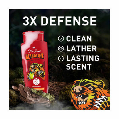 Old Spice Cleansing Body Wash for Men, 24/7 Shower Clean, Bearglove, Crisp Orchard Scent, 16 oz