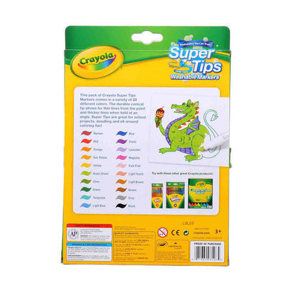 Crayola Super Tips Washable Markers, 20 Count