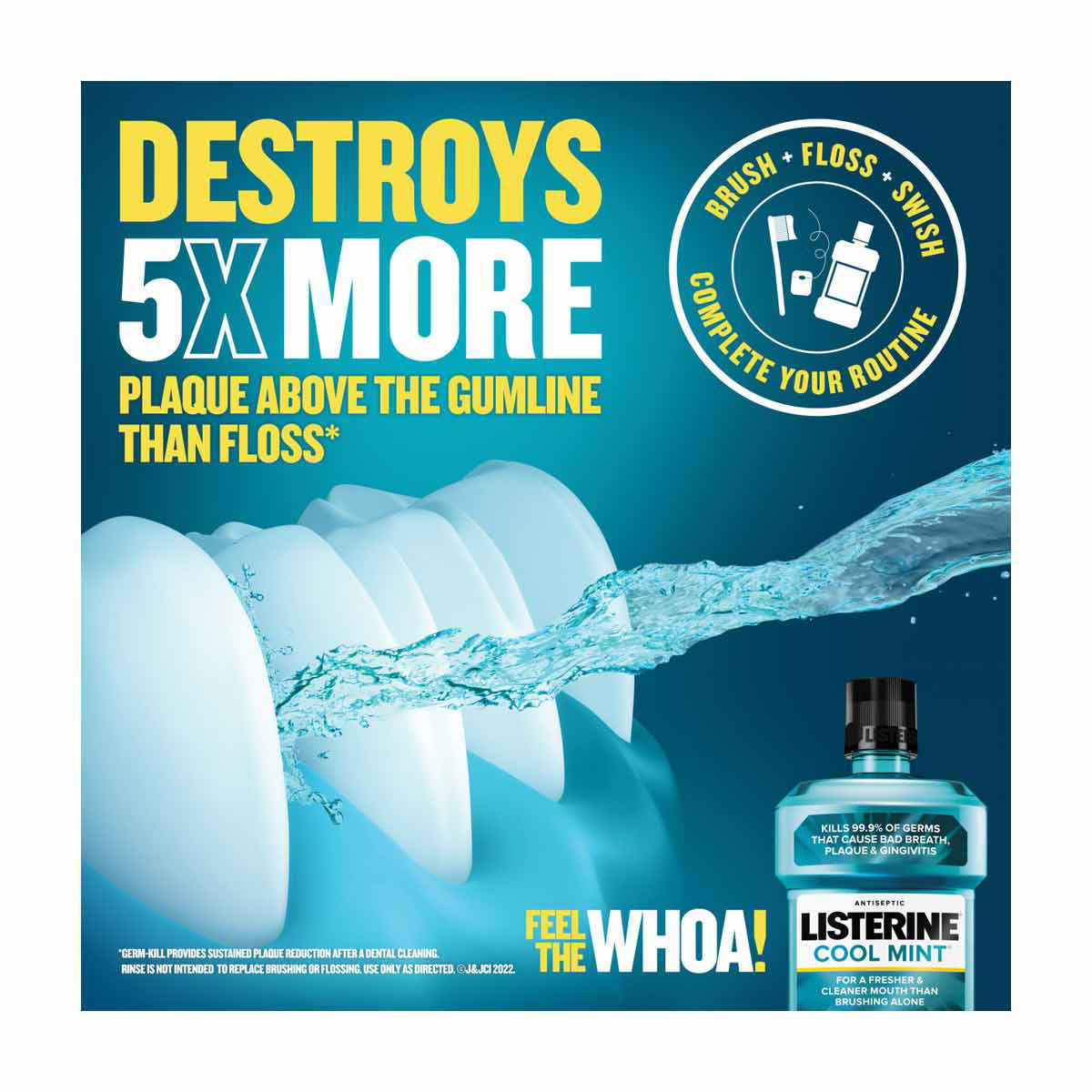 Listerine Cool Mint Antiseptic Mouthwash, 1 L - 33.8 fl oz
