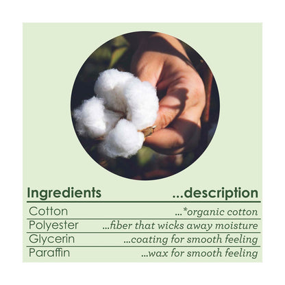 L. Cotton Tampons Regular/Super Absorbency Multipack, Free from Chlorine Bleaching, Pesticides, Fragrances, or Dyes, 30 Count