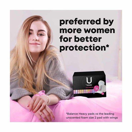 U by Kotex Balance Ultra Thin Overnight Pads with Wings, 26 ct
