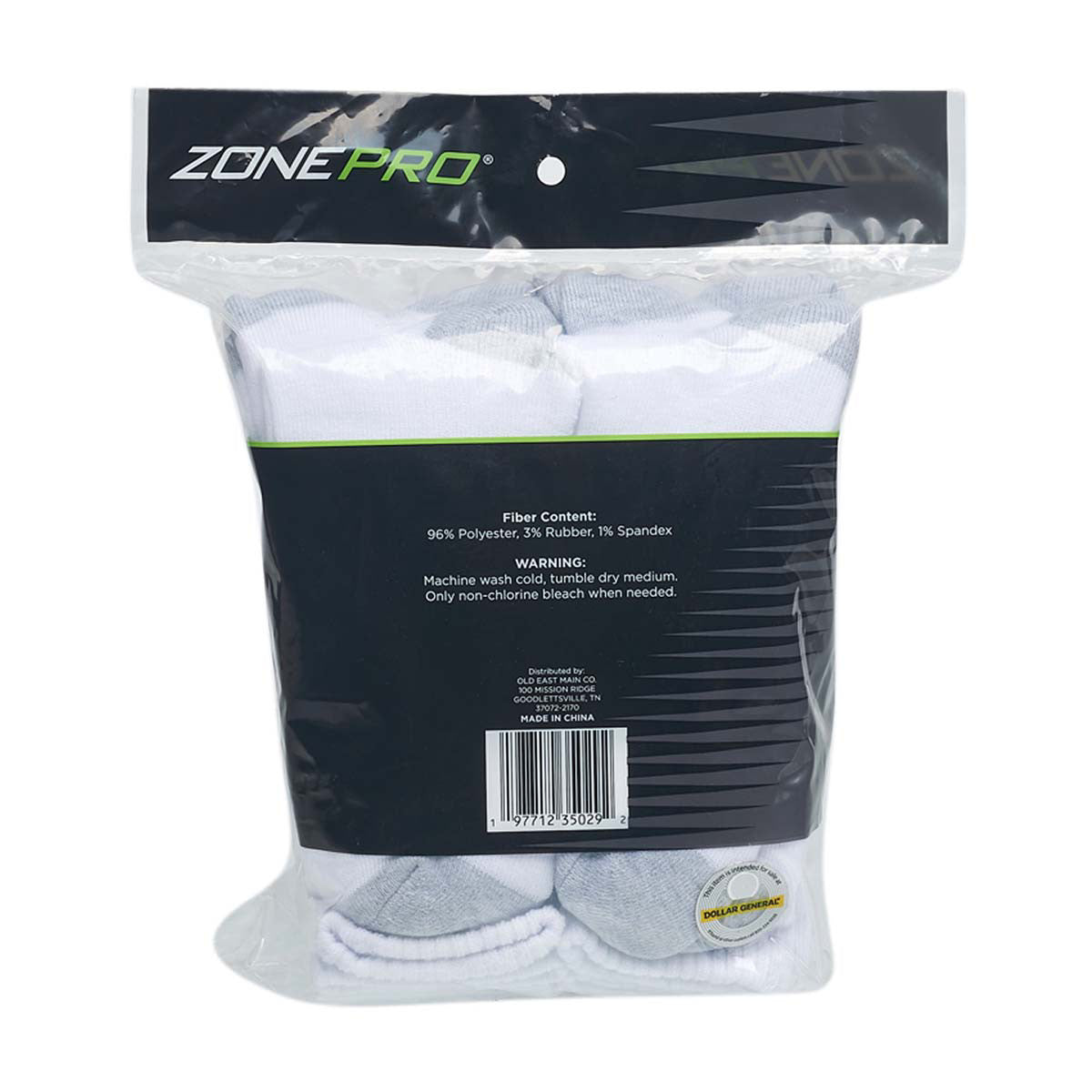 Zone Pro Men's Half Cushion Crew Socks, White, Shoe Size 6 - 12, 10 pk