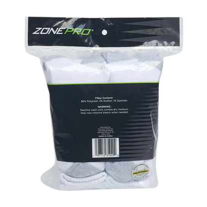 Zone Pro Men's Half Cushion Crew Socks, White, Shoe Size 6 - 12, 10 pk