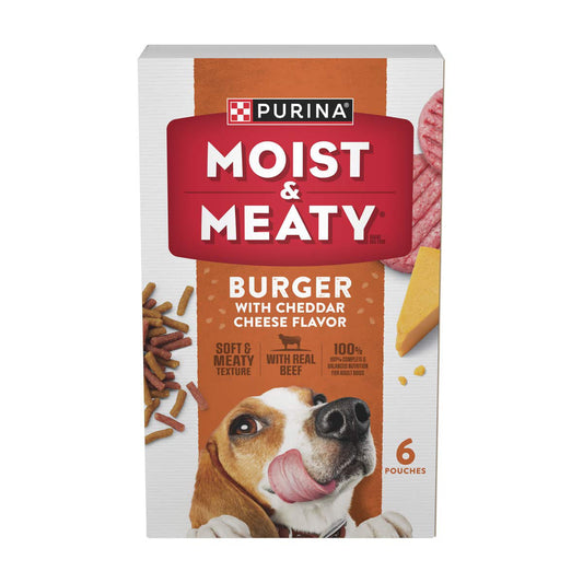 Moist & Meaty Burger with Cheddar Cheese Flavor Soft Dog Food Pouches, 6 ct