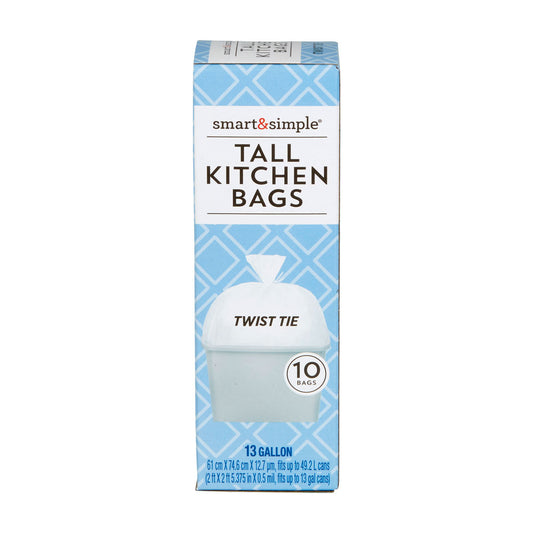 Smart & Simple Tall Kitchen Bags, 13 Gallon, 10 ct