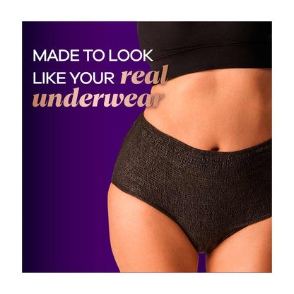 Always Discreet Boutique Incontinence and Postpartum Underwear for Women, Maximum Protection, L, Black, 18 Count