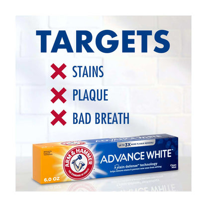 ARM & HAMMER Advance White Toothpaste, Clean Mint, 6.0 oz