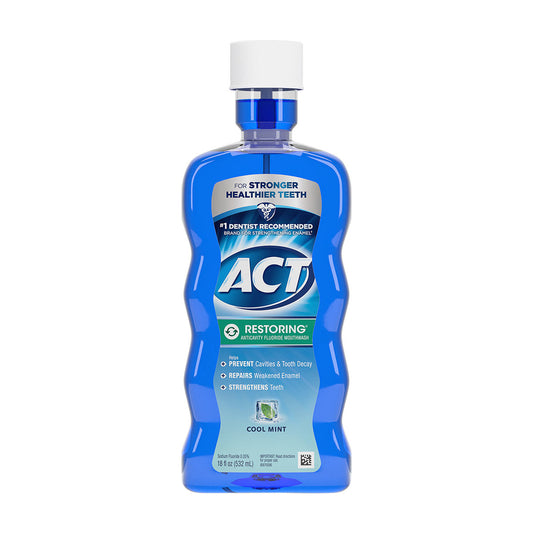ACT Restoring Anticavity Fluoride Mouthwash, Cool Mint, 18 fl. oz.