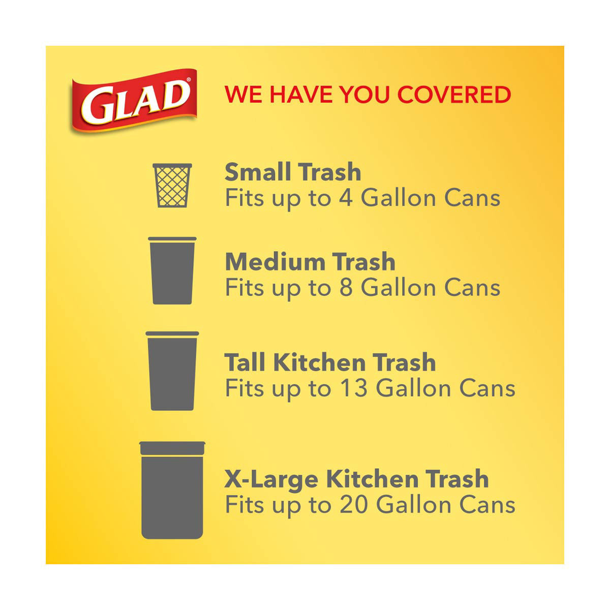 Glad Quick-Tie Tall Kitchen Trash Bags, Gain Original Scent, 13 Gallon, 5 ct