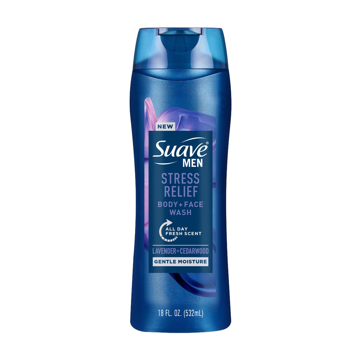 Suave Men Stress Relief Body + Face Wash, 18 oz