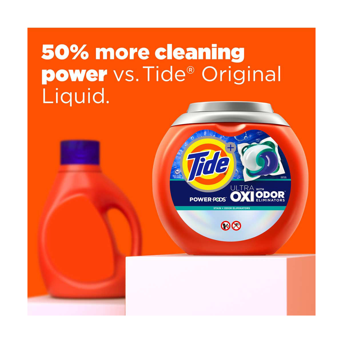 Tide Odor Defense + Oxi Laundry Detergent Pacs, Original Scent, 106 Count, Advanced Odor + Stain Fighter