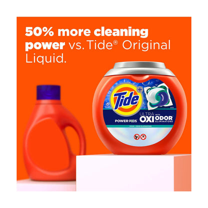 Tide Odor Defense + Oxi Laundry Detergent Pacs, Original Scent, 106 Count, Advanced Odor + Stain Fighter