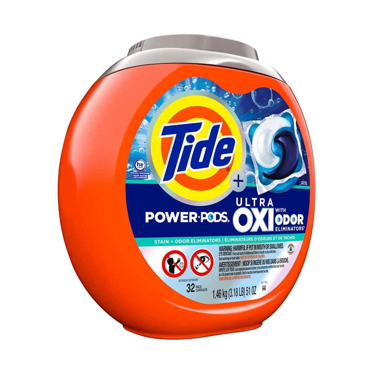 Tide Odor Defense + Oxi Laundry Detergent Pacs, Original Scent, 106 Count, Advanced Odor + Stain Fighter
