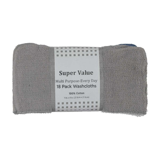 Super Value Multi Purpose-Every Day Washcloths, 18 ct- Assorted