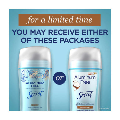 Secret Aluminum Free Deodorant for Women, Coconut, 2.4 oz