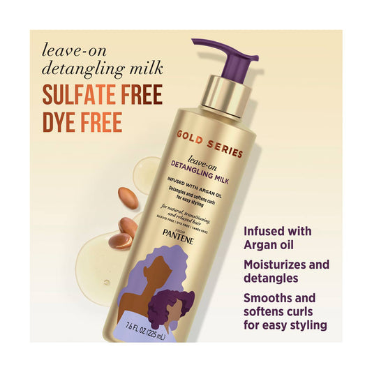 Pantene Gold Series Leave-On Detangling Milk, Infused with Argan Oil, 7.6 fl oz