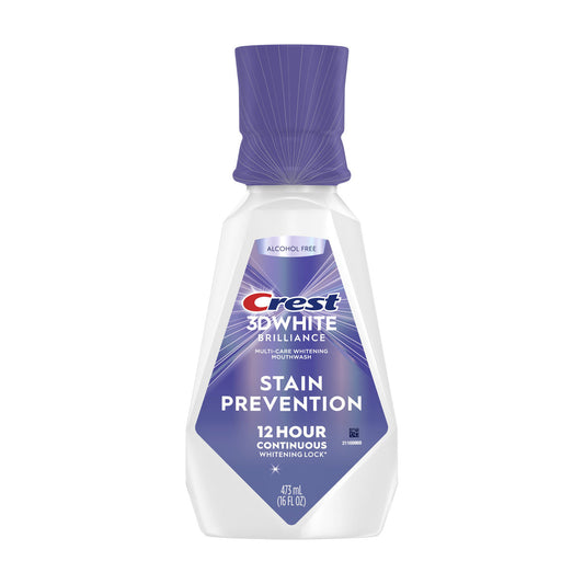 Crest 3D White Brilliance Stain Prevention Mouthwash, Mint, 473 mL