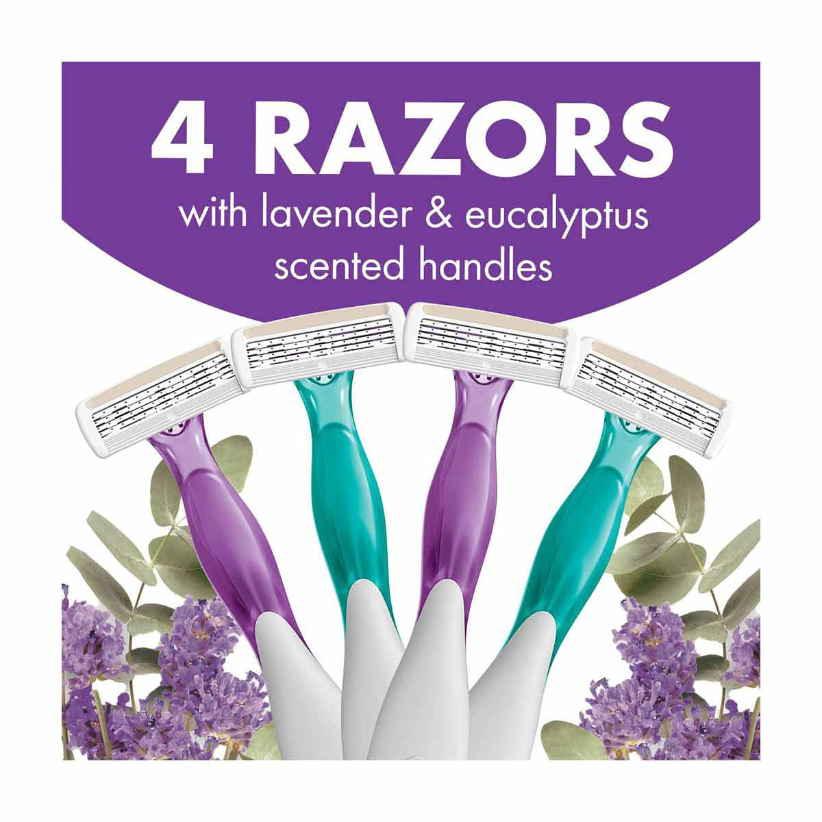 BIC Soleil Escape Women's Disposable Razors With 4 Blades - Lavender & Eucalyptus, 4 ct