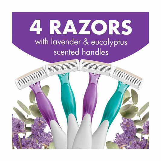 BIC Soleil Escape Women's Disposable Razors With 4 Blades - Lavender & Eucalyptus, 4 ct