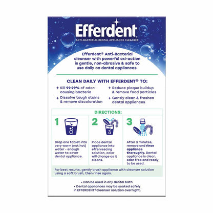Efferdent Denture & Retainer Cleanser Tablets, Fresh & Clean, Minty Fresh, 90 Tablets
