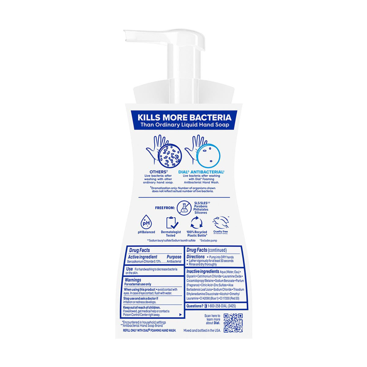 Dial Foaming Antibacterial Defense Hand Wash, Spring Water, 7.5 fl oz