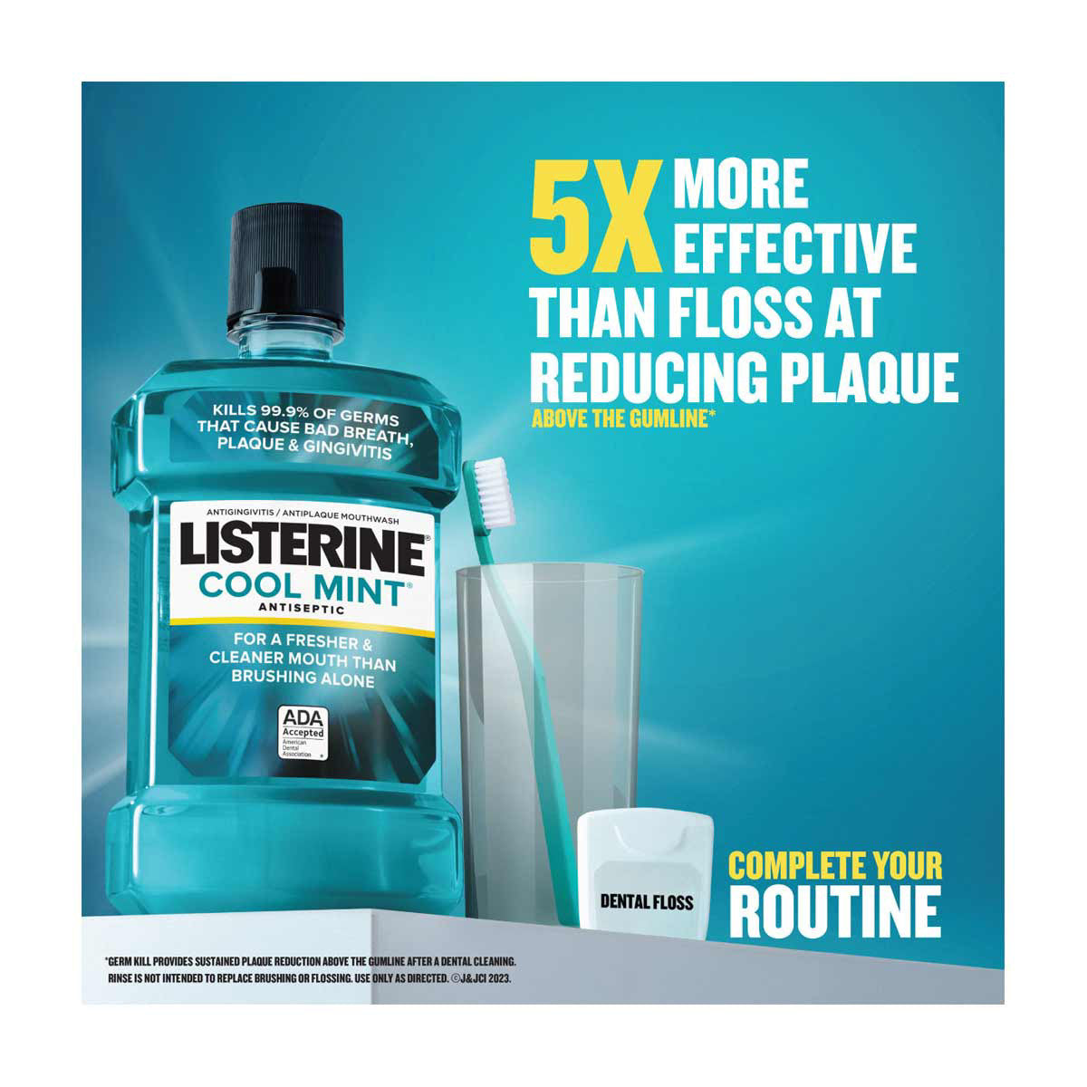 Listerine Cool Mint Antiseptic Mouthwash, 1 L - 33.8 fl oz