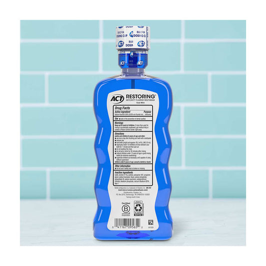 ACT Restoring Anticavity Fluoride Mouthwash, Cool Mint, 18 fl. oz.
