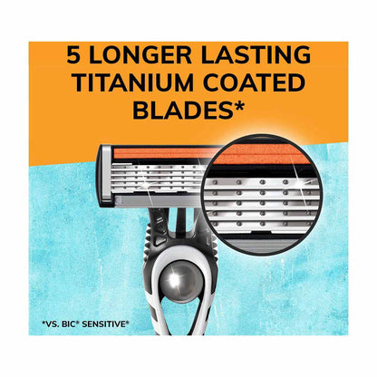 BIC Flex 5 Disposable Razors for Men, Long-Blade Razors For a Smooth and Comfortable Shave, Shaving Razors, 2 Count